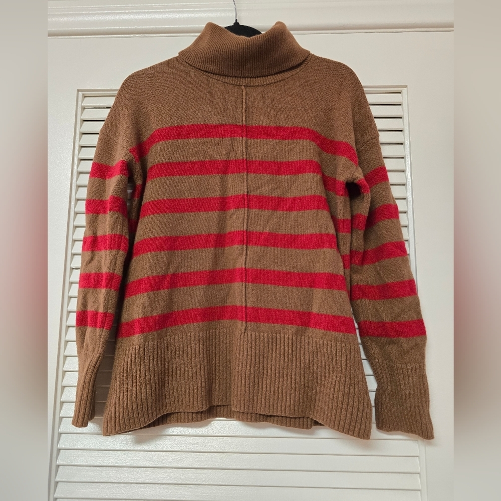 Banana Republic - Brown & Red Stripe Turtleneck Long-Sleeve Sweater